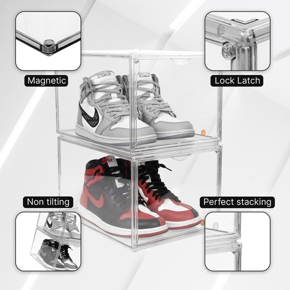 Pure Aesthetics: Acrylic Clear Shoe Boxes for Up to Size 13 (Front Opening) - Picture 4 of 9